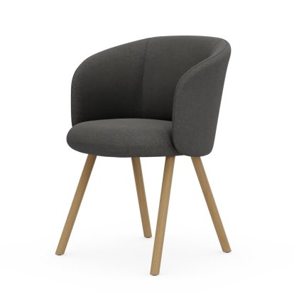 Mikado Armchair, Eiche natur, Dumet, Stoff Dumet sierragrau melange, Gleiter für Teppichboden