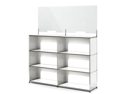 USM Haller Counter L mit Security Screen, Reinweiß RAL 9010