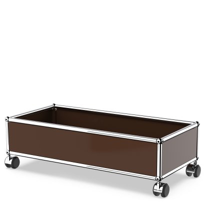 USM Haller Box mit Rollen, USM braun, Hart für Teppichboden