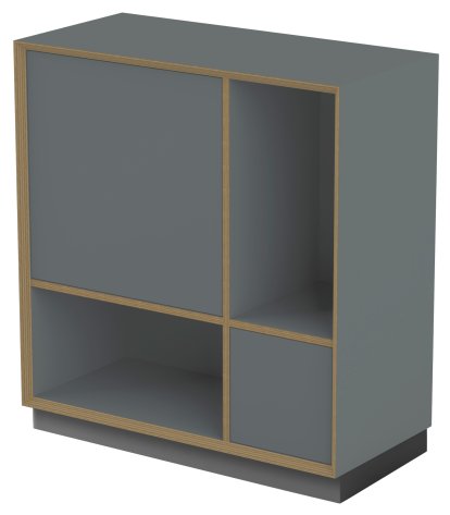 Vertiko Ply Regal, Ausführung 2, Anthrazit, Mit Sockel