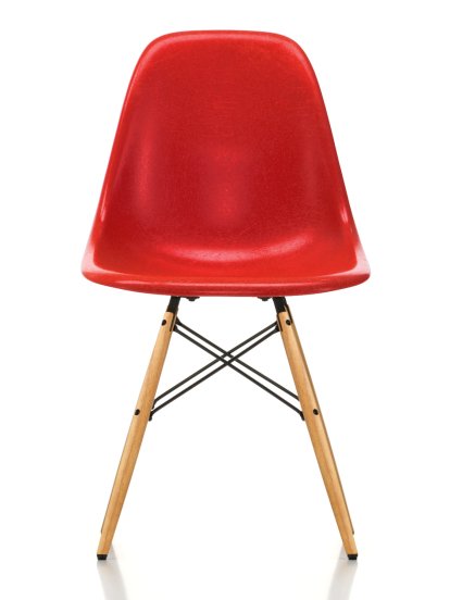 Eames Fiberglass Chair DSW, Eames classic red, Esche honigfarben
