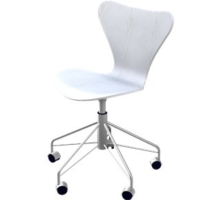 Serie 7 Drehstuhl 3117, Gefärbte Esche, White
