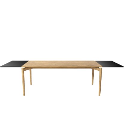 PUREdinner Table, 190 x 85 cm, Eiche weiß geölt, Mit 2 Erweiterungsplatten MDF schwarz (L 190-290 cm)