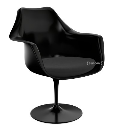 Saarinen Tulip Armlehnstuhl, drehbar, Sitzkissen, schwarz, Black (Tonus 128)