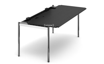 USM Haller Tisch Advanced, 175 x 75 cm, 06-Eiche lackiert schwarz, Klappe links