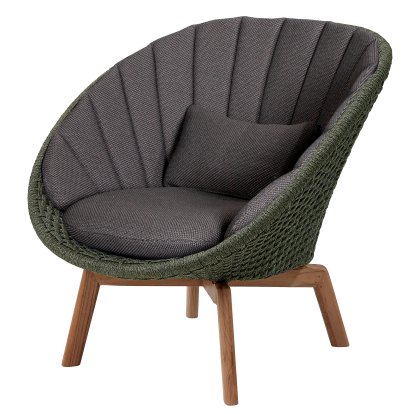 Peacock Loungesessel, Medium flat soft Rope - Dark green, Focus - Dark grey