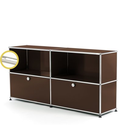 USM Haller E Sideboard L mit Fachbeleuchtung, USM braun, Kaltweiß