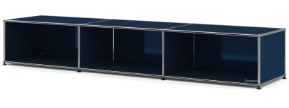 USM Haller Lowboard XL, individualisierbar, Stahlblau RAL 5011, Offen, 50 cm