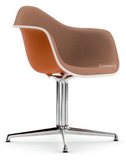 Eames Plastic Armchair RE DAL, Rostorange, Mit Vollpolsterung, Cognac / elfenbein