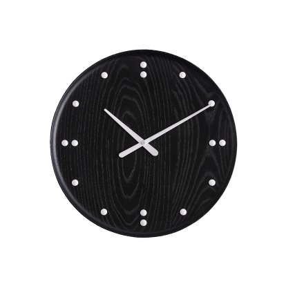 FJ Wanduhr, Ø 25 cm, Esche schwarz gebeizt