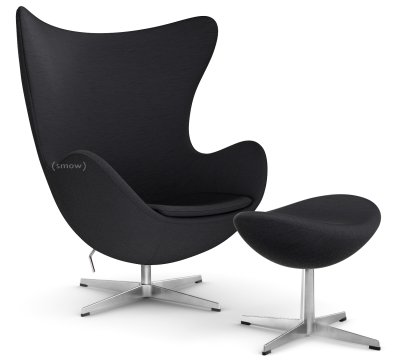 Egg Chair, Christianshavn, Christianshavn 1174 - Dark Grey, Satingebürstetes Aluminium, Mit Fußhocker