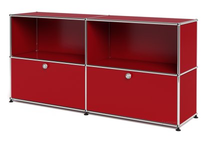 USM Haller Sideboard L, individualisierbar, USM rubinrot, Offen, Mit 2 Klappen