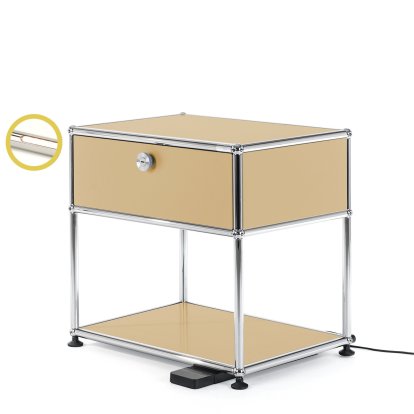 USM Haller E Nachttisch mit dimmbarem Licht, USM beige
