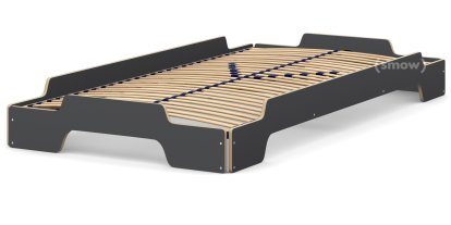 Rolf Heide Stapelliege, 100 x 200, CPL anthrazit, Kanten geölt und gewachst, Massivholzrahmen