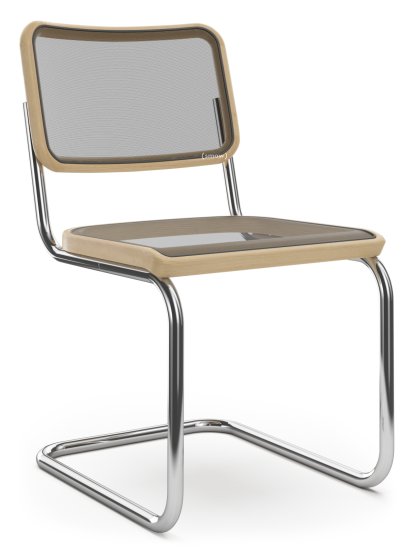 S 32 N / S 64 N Pure Materials Freischwinger, Eiche geölt, Verchromt, ohne Armlehnen, Kunststoffgleiter schwarz mit Filz