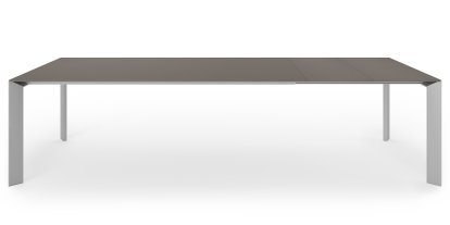 Nori Esstisch, Fenix grau London mit farbgleicher Kante, L 209-303 x B 100 cm, Aluminium eloxiert
