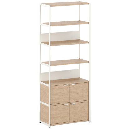 Unit Regal Holz, 215 m , 2 x Doppeltür, Eiche / Creme weiß