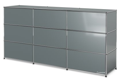 USM Haller Theke Typ 1, Mittelgrau RAL 7005, 225 cm (3 Elemente), 50 cm