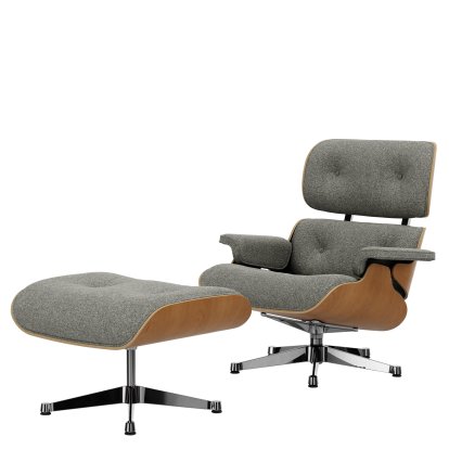 Lounge Chair & Ottoman Nubia, Crème dunkelbraun / Kirsche, natur
