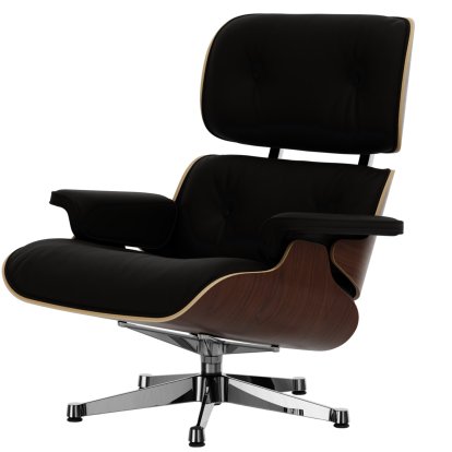 Lounge Chair, Nussbaum dunkel, Leder Premium F chocolate, 89 cm, Aluminium poliert