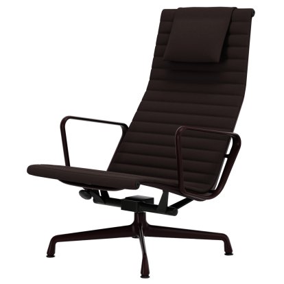 Aluminium Chair EA 124, Aluminium pulverbeschichtet dunkel-bordeaux, Hopsak, Kastanie / moorbraun