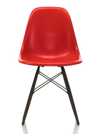 Eames Fiberglass Chair DSW, Eames classic red, Ahorn schwarz