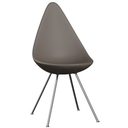 Details Fritz Hansen Drop Stuhl Drop Stuhl, Lehmbraun, Chrome