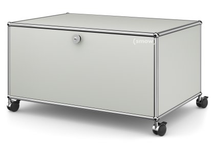 USM Haller TV-Lowboard auf Rollen, Mit Klapptür und Rückwand, Lichtgrau RAL 7035
