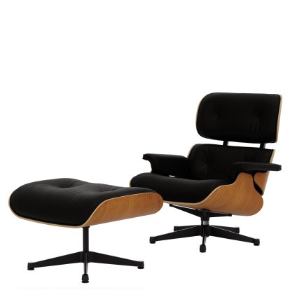 Lounge Chair & Ottoman - Natural Edition, Amerik. Kirschbaum ,  Leder Natural F, Chocolate ,  Poliert, Seiten schwarz