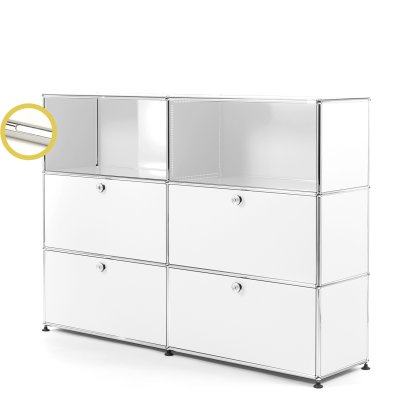 USM Haller E Highboard L mit Fachbeleuchtung, Reinweiß RAL 9010, Kaltweiß