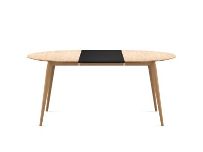 PLAYdinner Round, Eiche weiß geölt, Mit einer Einlegeplatte (L 120-170 cm), MDF schwarz
