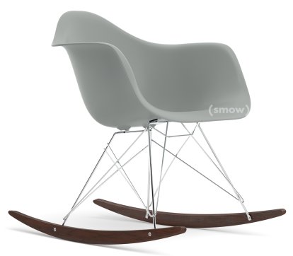 Eames Plastic Armchair RE RAR, Hellgrau, Verchromt, Ahorn dunkel
