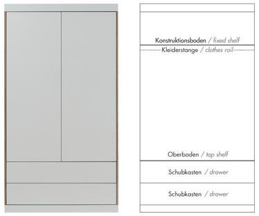 Flai Schrank, Groß (216 x 118 x 61 cm), Melamin weiß mit Birkenkante, Ausstattung 5