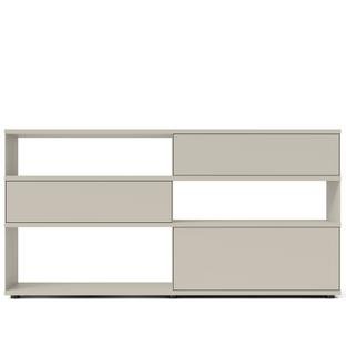 Flow Q Highboard, 200 cm, 101,7 cm (2 Schubladen und 1 Klappe), Silk