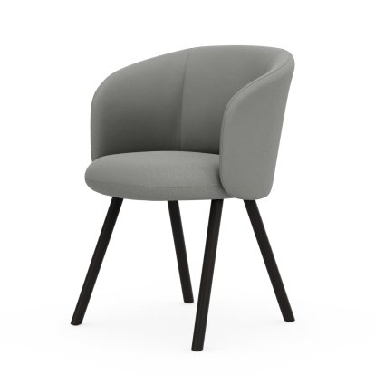 Mikado Armchair, Eiche dunkel, Plano, Cremeweiß / sierragrau, Gleiter für Teppichboden