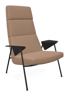 Votteler Chair Hoher Rücken|Stoff Gaia quartz|Matt-pulverbeschichtet schwarz|Eiche geflammt